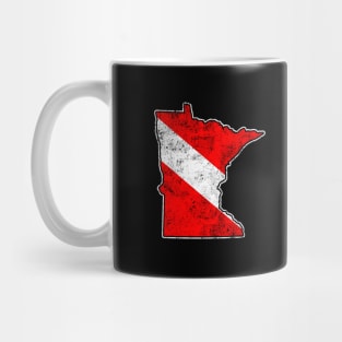 Minnesota Dive Flag Scuba Diving State Map Dive Flag Distressed Mug